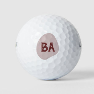Monogram Initials in Burgundy on Colour Bubble Golf Balls
