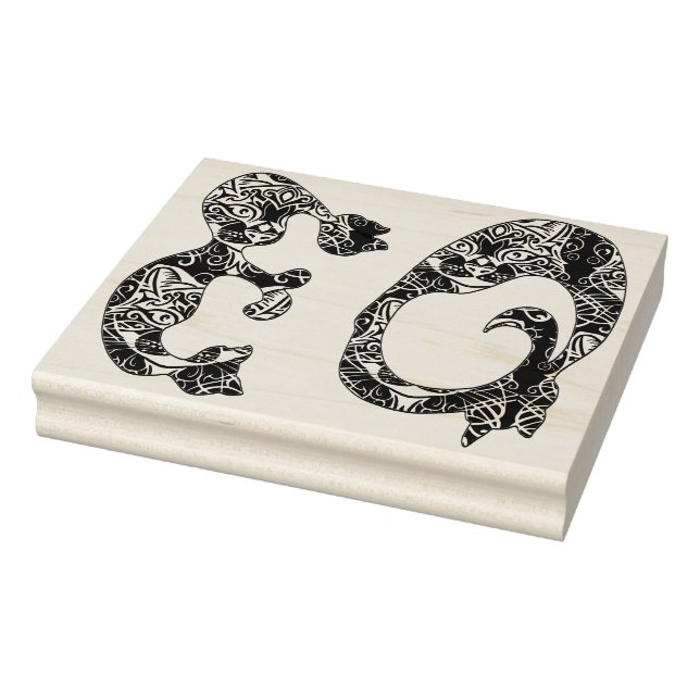 Monogram Initials in Cat English Language Rubber Stamp (Stamp)