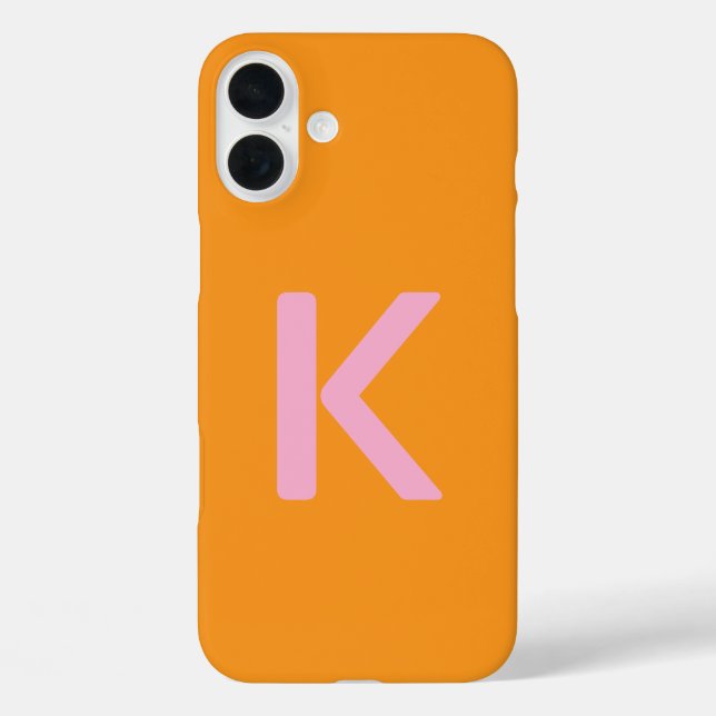 Monogram Initials Letter Orange Pink Custom Colour Case-Mate iPhone Case (Back)