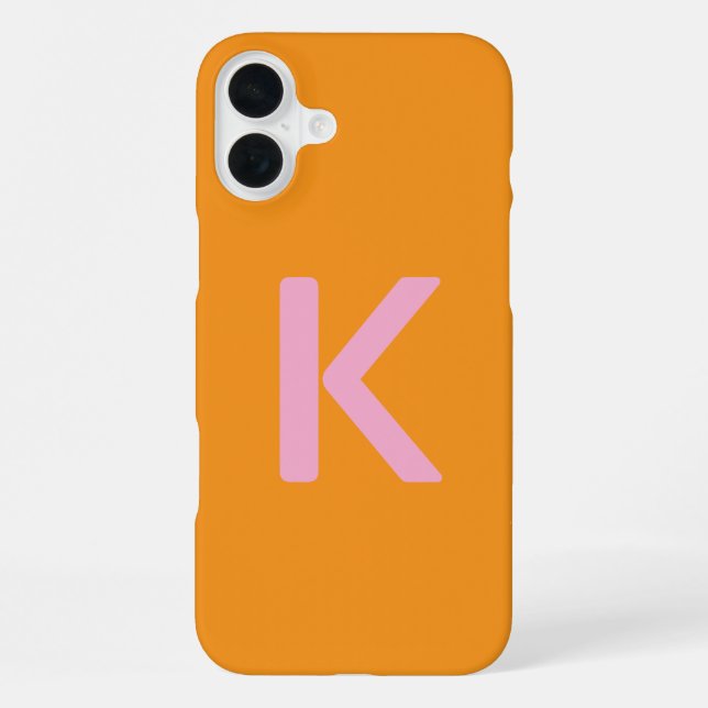 Monogram Initials Letter Orange Pink Custom Colour iPhone Case (Back)