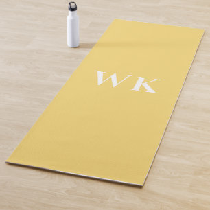 Monogram Initials Minimal Modern Yellow Yoga Mat