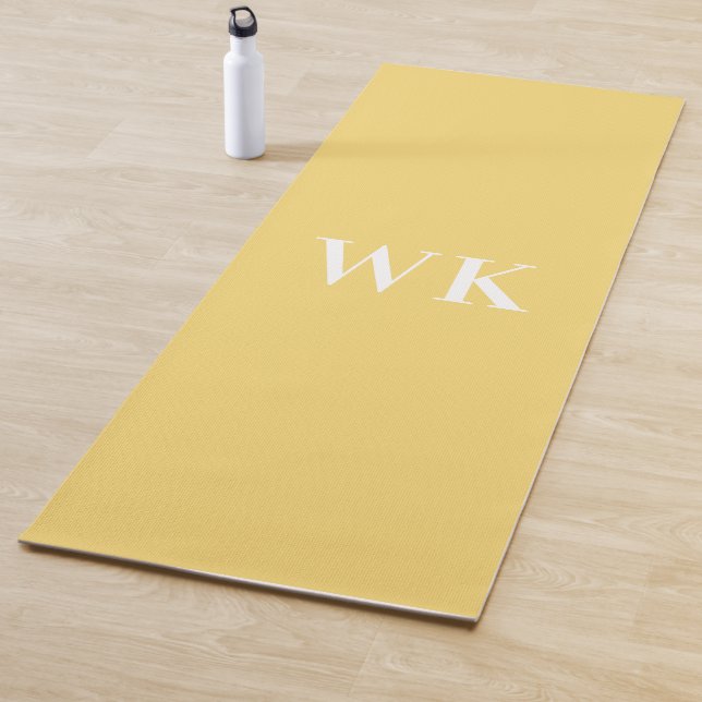 Monogram Initials Minimal Modern Yellow Yoga Mat (In Situ)