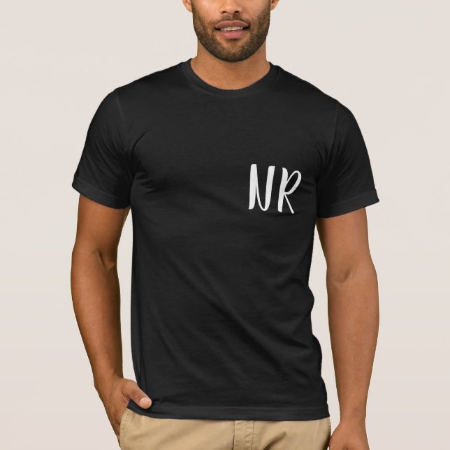 Monogram Initials Modern Black Elegant Design T-Shirt (Front)