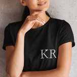 Monogram Initials | Modern Black Elegant T-Shirt<br><div class="desc">Simple,  stylish custom initial letter monogram women's t-shirt in modern minimalist typography in black and white. A perfect custom gift or fashion accessory with a personal touch!</div>