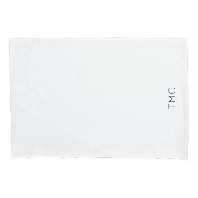 Monogram Initials Modern Black White Pillowcase (Front)
