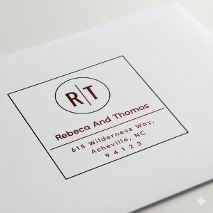 Monogram initials modern minimal return address ru rubber stamp
