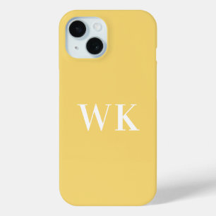 Monogram Initials Modern Minimal Yellow iPhone 15 Case