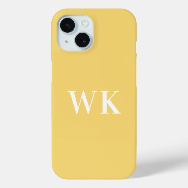 Monogram Initials Modern Minimal Yellow Case-Mate iPhone Case (Back)