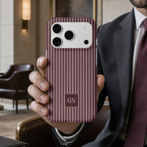 Monogram initials modern striped burgundy