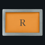 Monogram Initials Name Bright Orange Black Trendy Belt Buckle<br><div class="desc">Monogrammed initial design with solid bright orange color background and black color texts. You can change both the colors if you wish.</div>