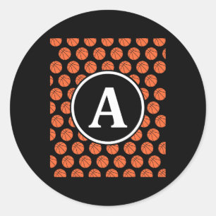 Monogram Initials Name Letter A Sketll Pattern Spo Classic Round Sticker