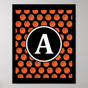 Monogram Initials Name Letter A Sketll Pattern Spo Poster