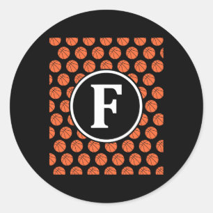 Monogram Initials Name Letter F Sketll Pattern Spo Classic Round Sticker