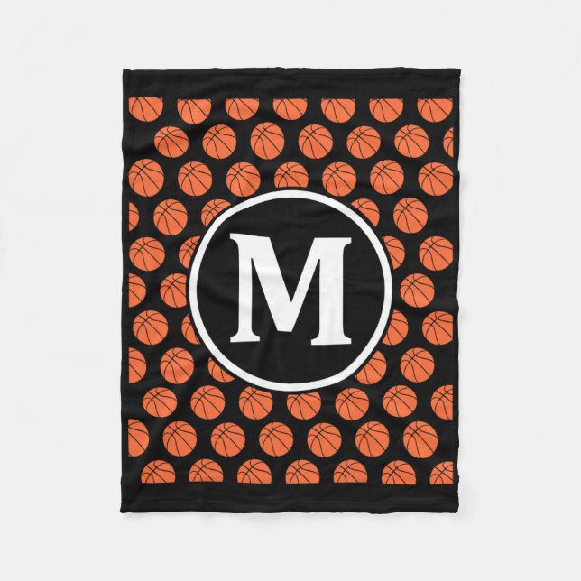 Monogram Initials Name Letter M Sketll Pattern Spo Fleece Blanket (Front)