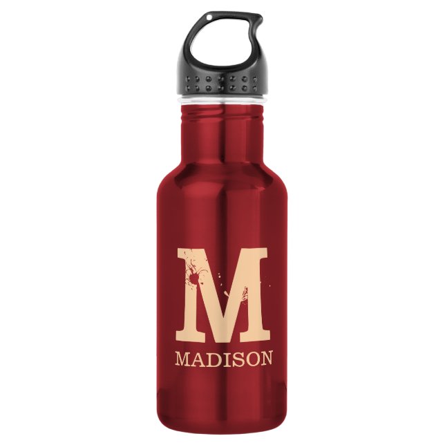 Monogram initials name personalised  532 ml water bottle (Front)