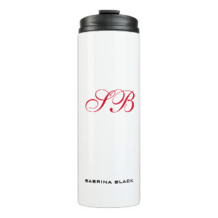 Monogram Initials Name Plain Modern Minimalist Thermal Tumbler