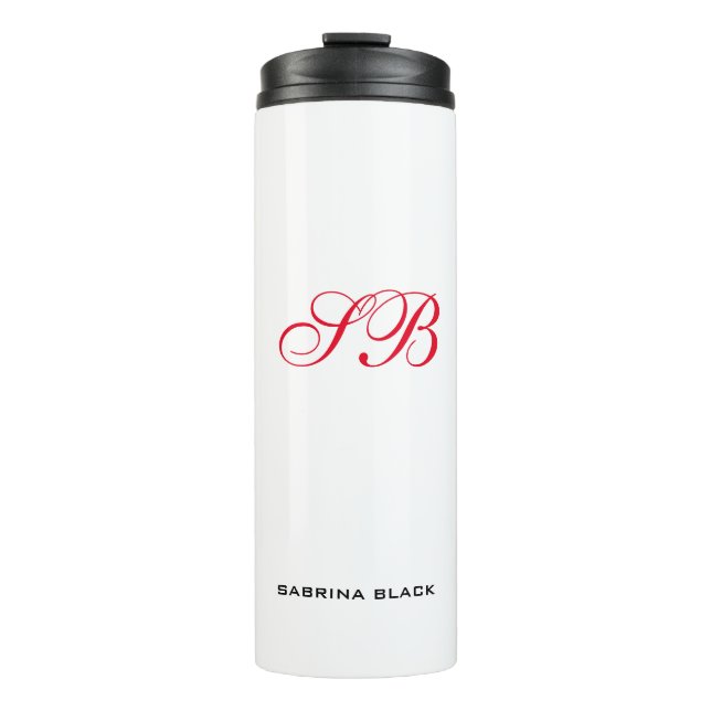 Monogram Initials Name Plain Modern Minimalist Thermal Tumbler (Front)