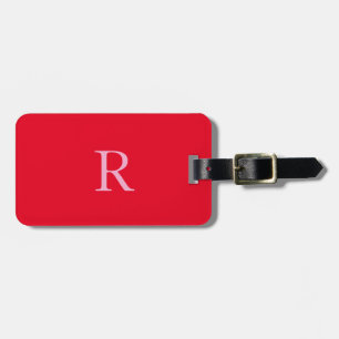 Monogram Initials Name Red Pink Gift Party Favour Luggage Tag