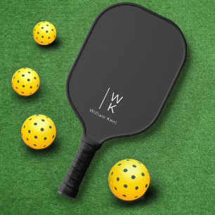 Monogram Initials + Name Simple & Clean Dark Grey Pickleball Paddle
