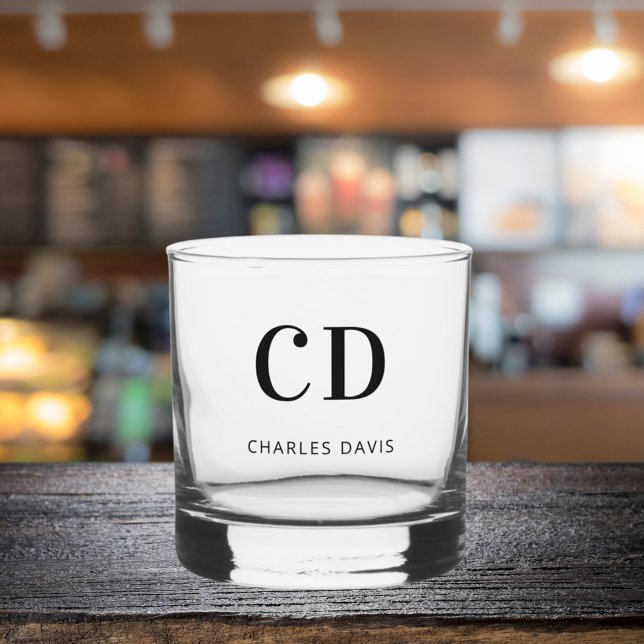 Monogram initials name simple whiskey glass (Creator Uploaded)