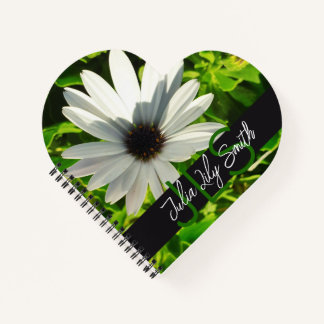 MONOGRAM INITIALS NAME WHITE SMALL FLOWER PHOTO NOTEBOOK