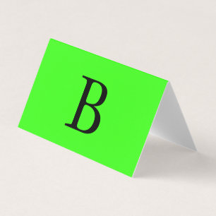 Monogram Initials Neon Green Bright Colourful Cool Business Card