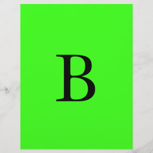 Monogram Initials Neon Green Bright Colourful Cool Custom Letterhead