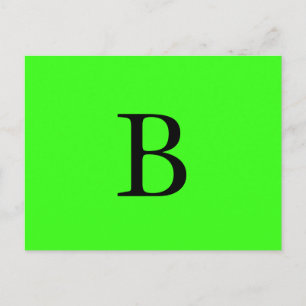 Monogram Initials Neon Green Bright Colourful Cool Postcard