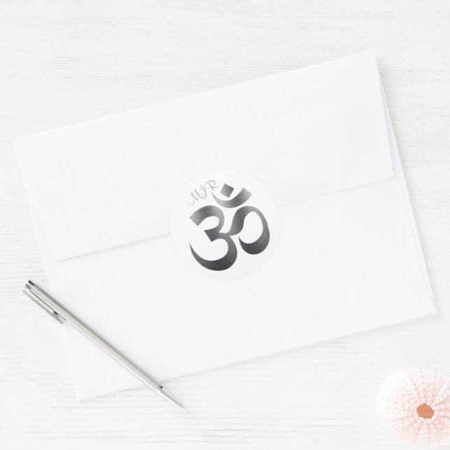 Monogram Initials Om Symbol 1.5-in Round Sticker (Envelope)
