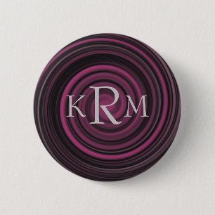 Monogram Initials Plum Swirl Customisable Button