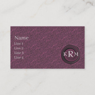 Monogram Initials Plum Swirls Design Business Card