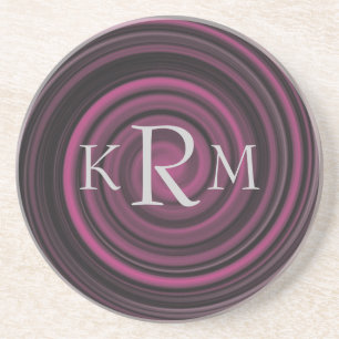 Monogram Initials Plum Swirls Personalised Coaster