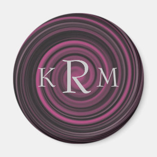 Monogram Initials Plum Swirls Personalised Magnet