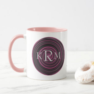 Monogram Initials Plum Swirls Personalised Mug