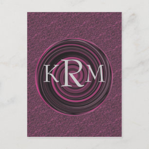 Monogram Initials Plum Swirls Personalised Postcard