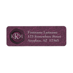 Monogram Initials Plum Swirls Return Address Label