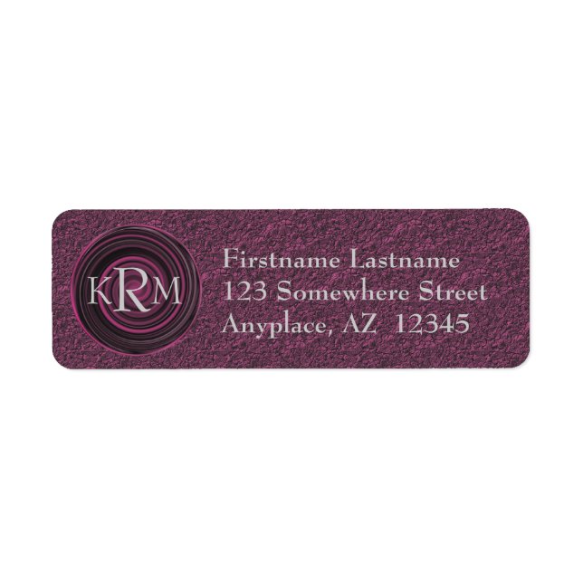 Monogram Initials Plum Swirls Return Address  Label (Front)