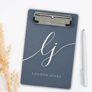Monogram Initials Professional Minimal Script Name Mini Clipboard