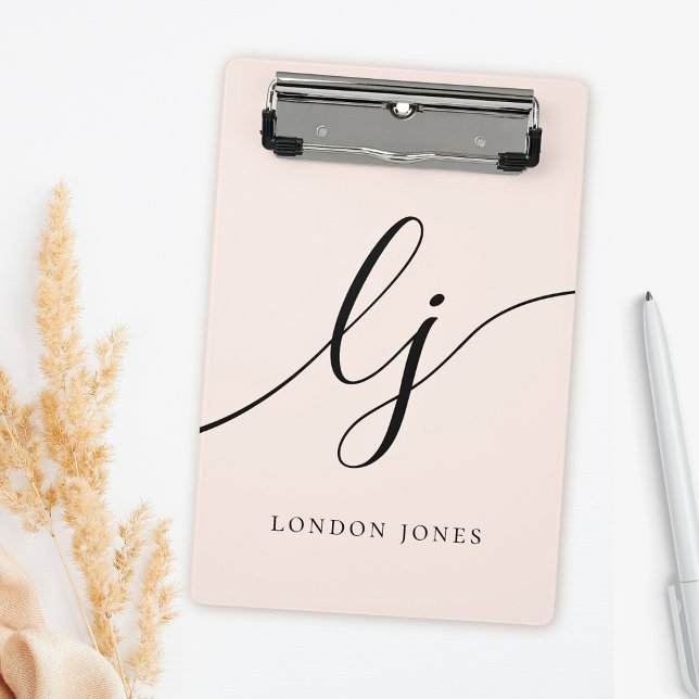 Monogram Initials Professional Minimal Script Name Mini Clipboard (Creator Uploaded)