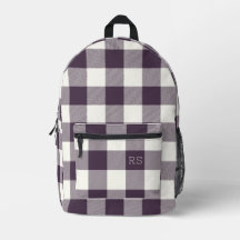 Monogram Initials Purple Gingham Buffalo Check