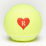 Monogram Initials Red Heart Cute Valentine's Day Tennis Balls<br><div class="desc">Designed with text template for monogrammed initials with red heart design,  you can personalise this to make it a unique gift!</div>