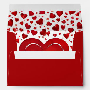 Monogram Initials Red Love Heart Wedding Invite Envelope