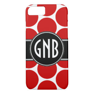 MONOGRAM INITIALS RED POLKA DOTS iPhone 8/7 CASE