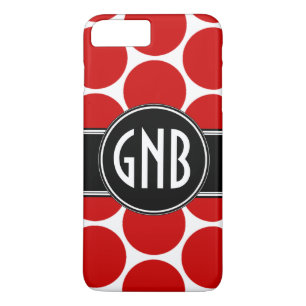 MONOGRAM INITIALS RED POLKA DOTS iPhone 8 PLUS/7 PLUS CASE