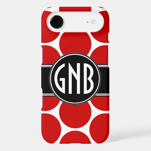 MONOGRAM INITIALS RED POLKA DOTS iPhone 5 Case (Back)