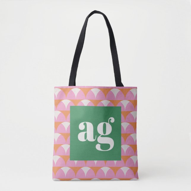 Monogram initials retro modern geometric tote bag (Front)