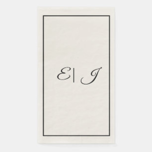 Monogram Initials Retro Script Classy Cool Wedding Napkin