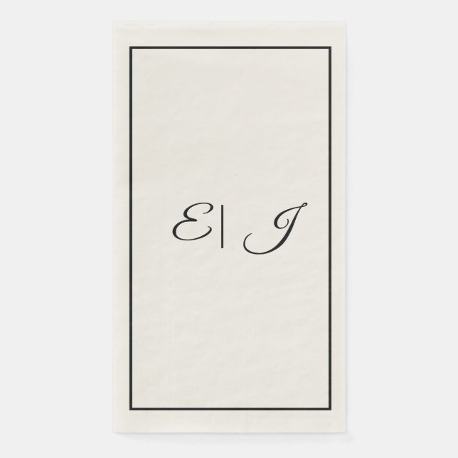 Monogram Initials Retro Script Classy Cool Wedding Napkin (Front)