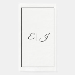Monogram Initials Retro Script Elegant Wedding Napkin