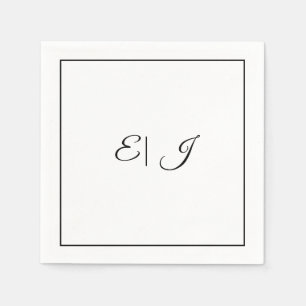 Monogram Initials Retro Script Elegant Wedding Napkin